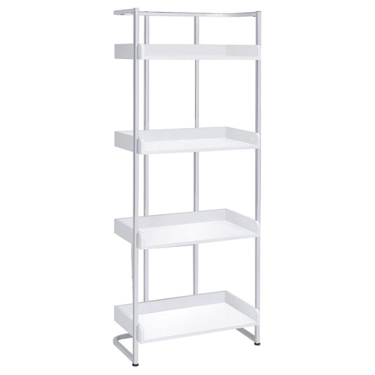 4 Shelf Open Back Bookcase With Accents - White