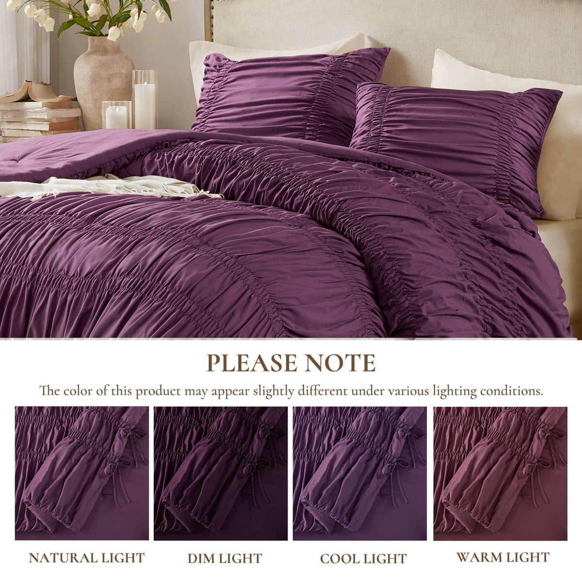 Mia - 3 Piece King Comforter Set - Purple