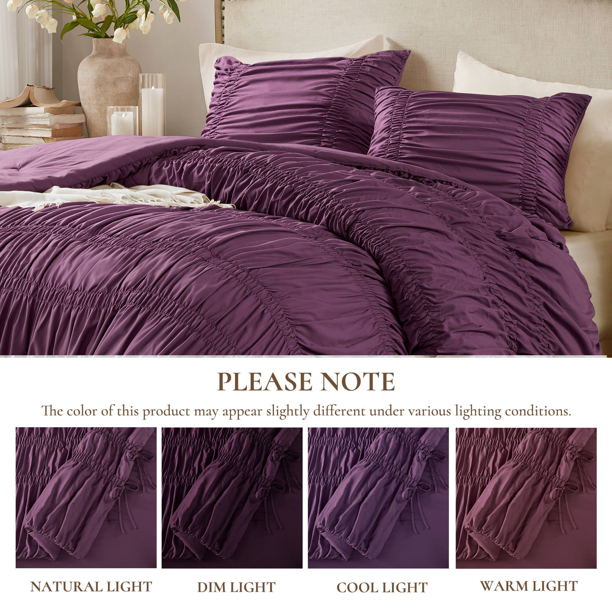 Mia - 3 Piece Queen Comforter Set - Purple
