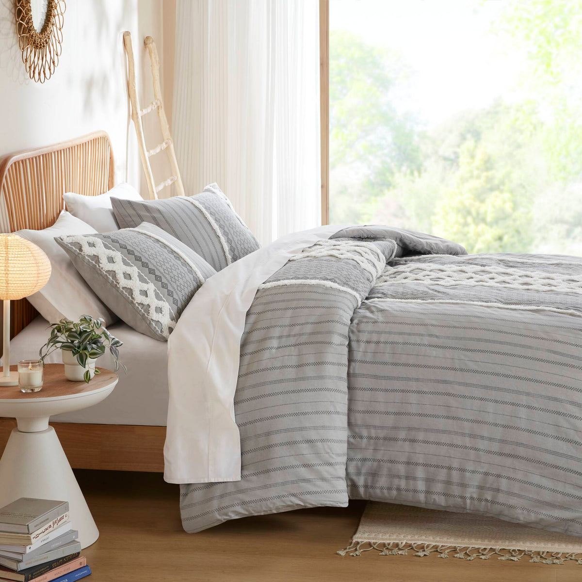 Imani - Printed Duvet Cover Set With - Gray