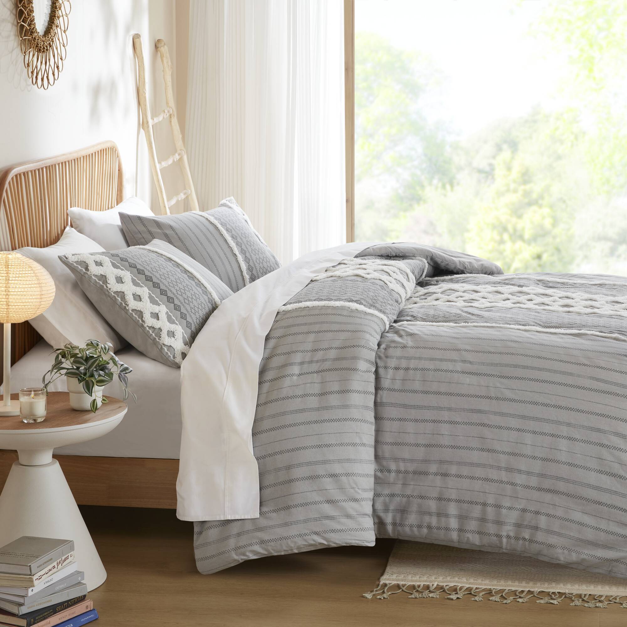Imani - King Printed Duvet Cover Set With - Gray