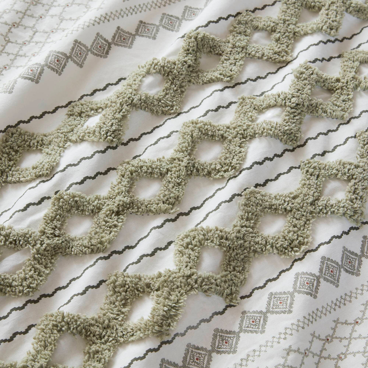 Imani - 3 Piece King/California King Printed Comforter Set - Sage/Ivory