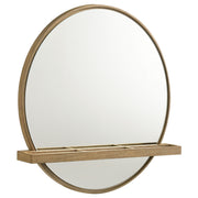 Benson - Round Vanity Wall Mirror With Shelf - Sand