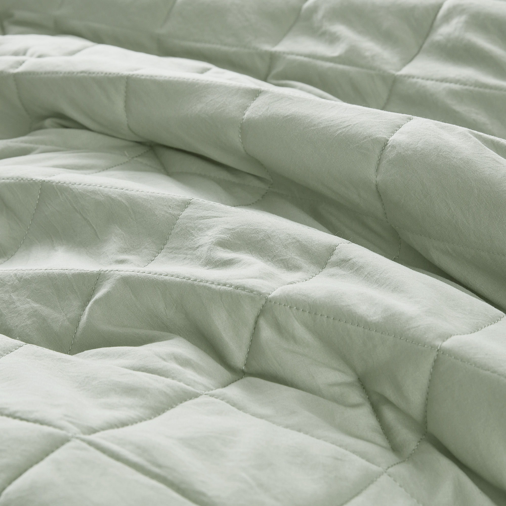 Phoebe - Twin/Twin Long Diamond Quilted Ruffle Edge Comforter Set - Sage
