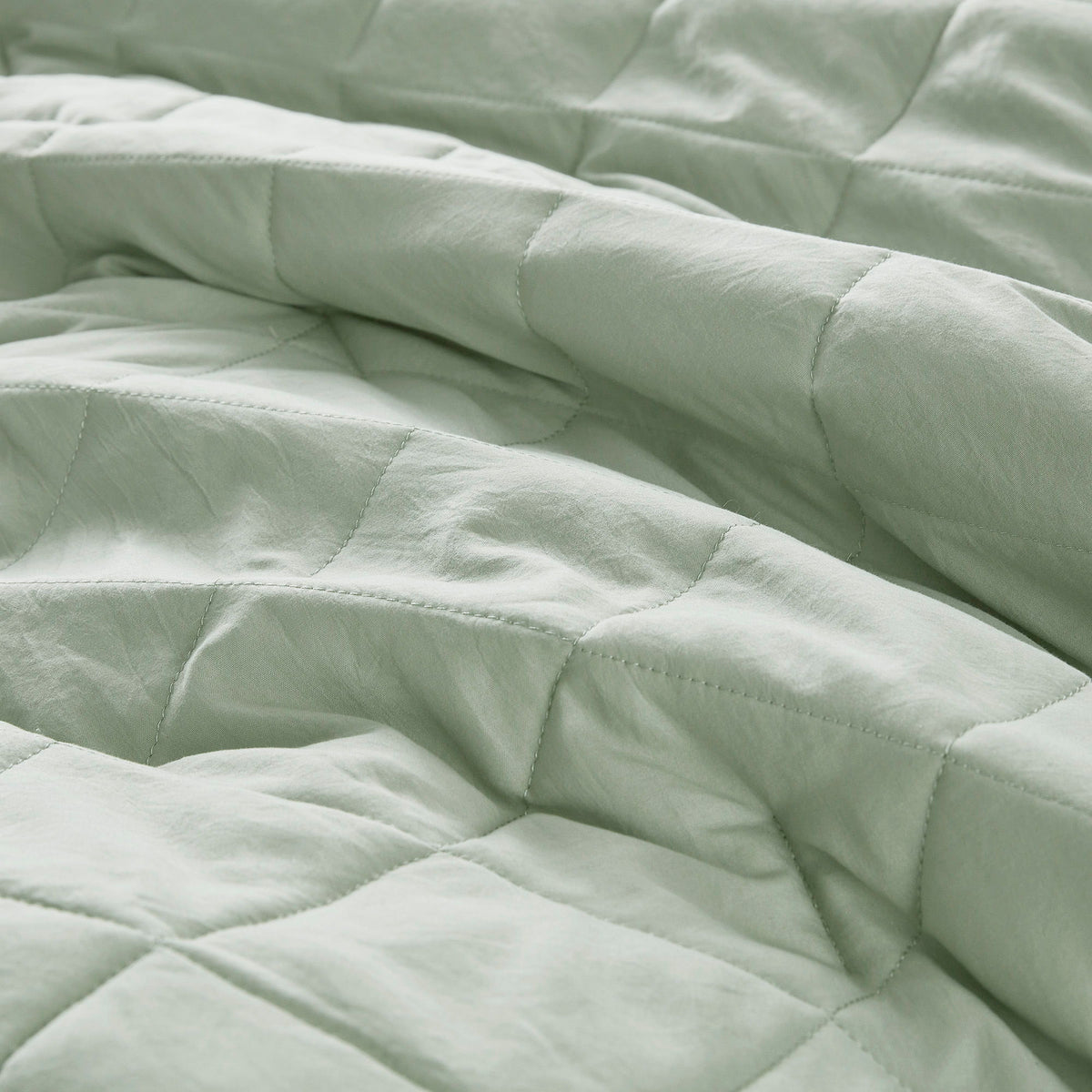 Phoebe - Full/Queen Diamond Quilted Ruffle Edge Comforter Set - Sage