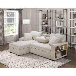Sectional with Left Chaise, Pull-out Bed and Hidden Storage, Charging Ports
