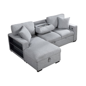 Sectional with Left Chaise, Pull-out Bed and Hidden Storage, Charging