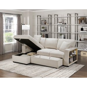Sectional with Left Chaise, Pull-out Bed and Hidden Storage, Charging Ports