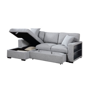 Sectional with Left Chaise, Pull-out Bed and Hidden Storage, Charging