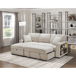 Sectional with Left Chaise, Pull-out Bed and Hidden Storage, Charging Ports