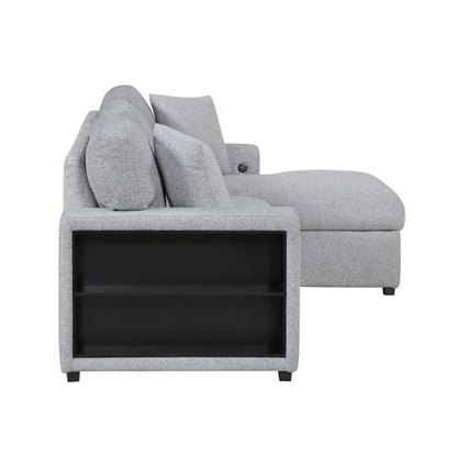 Sectional with Right Chaise, Pull-out Bed and Hidden Storage, Charging Ports