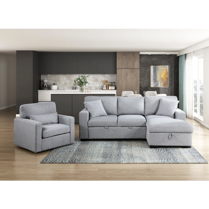 Sectional with Right Chaise, Pull-out Bed and Hidden Storage, Charging Ports
