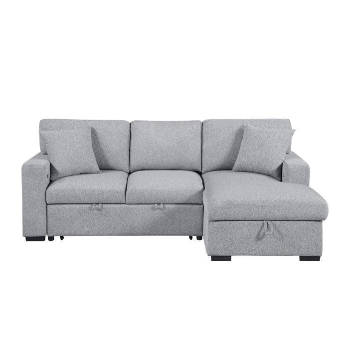 Sectional with Right Chaise, Pull-out Bed and Hidden Storage, Charging Ports