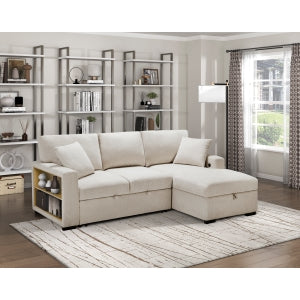 Sectional with Right Chaise, Pull-out Bed and Hidden Storage, Charging Ports