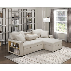 Sectional with Right Chaise, Pull-out Bed and Hidden Storage, Charging Ports