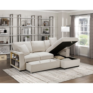 Sectional with Right Chaise, Pull-out Bed and Hidden Storage, Charging Ports