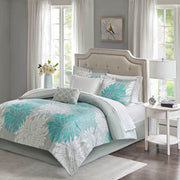 Maible - California King Complete Comforter And Sheet Set - Aqua