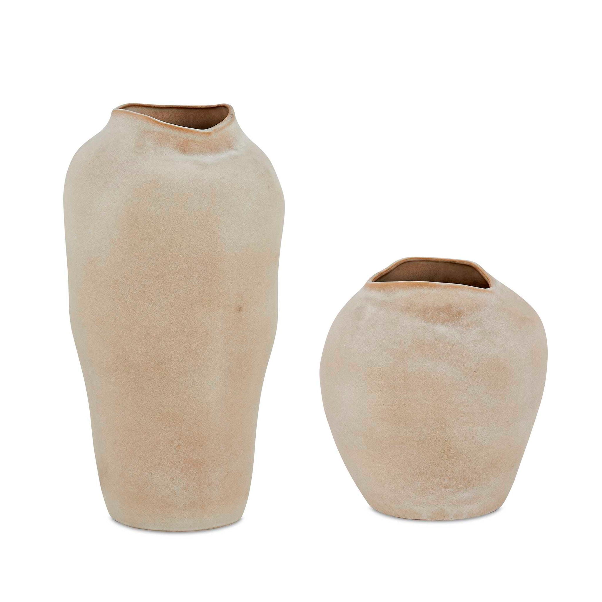 Shadow Play - Indoor-Outdoor Vases (Set of 2) - Buff