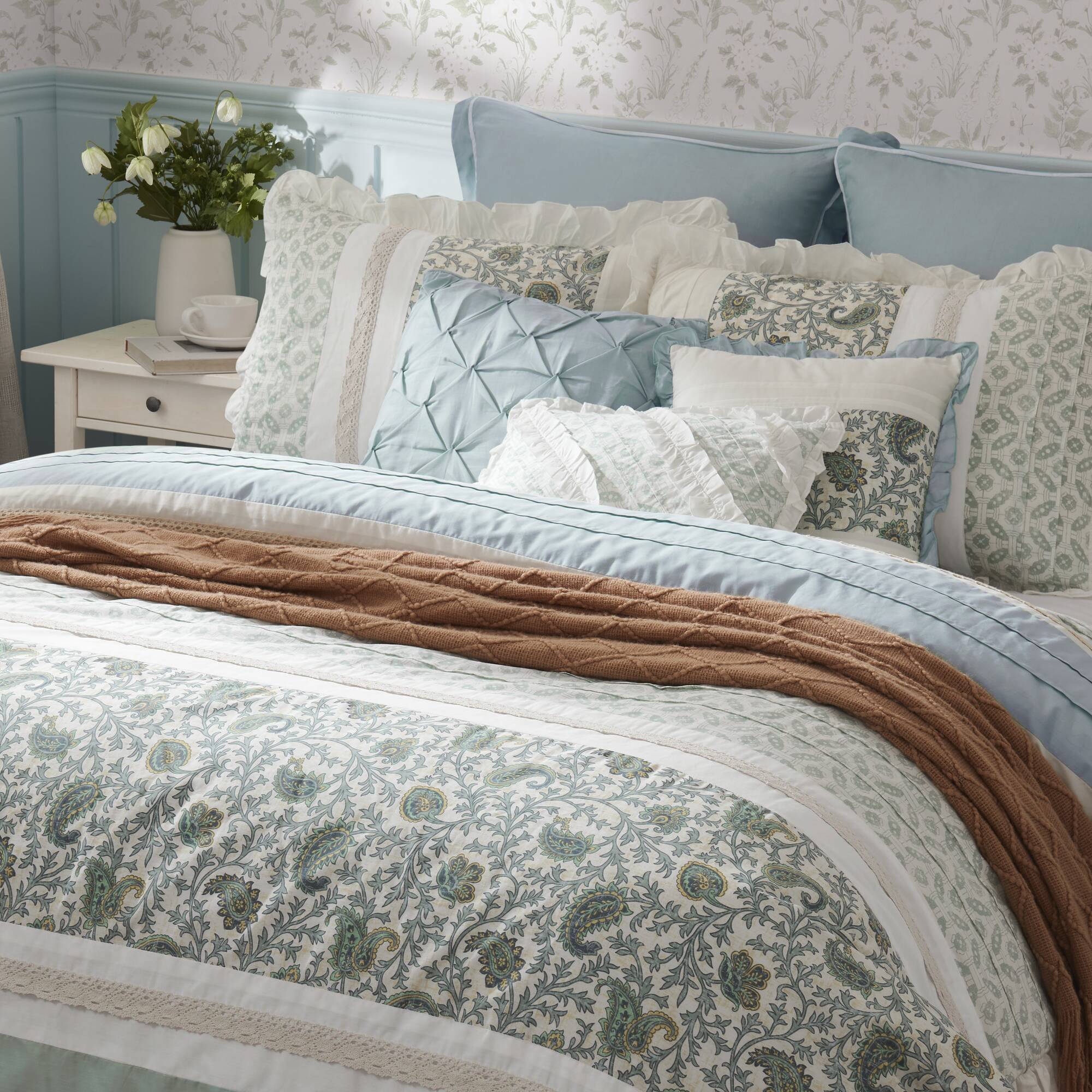 Dawn - California King 9 Piece Comforter Set - Blue