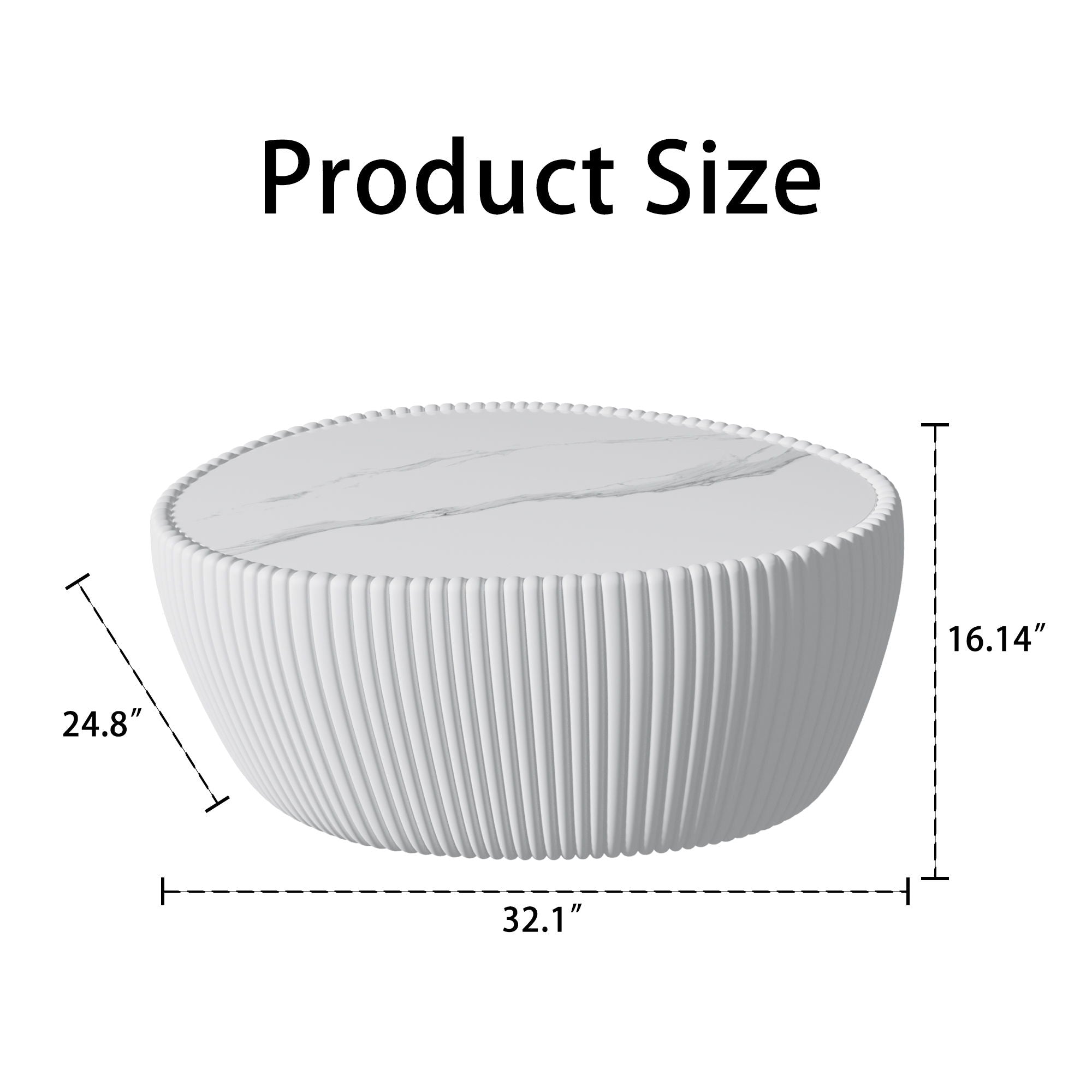 Goose Egg Shape Coffee Table For Living Room - White Pu