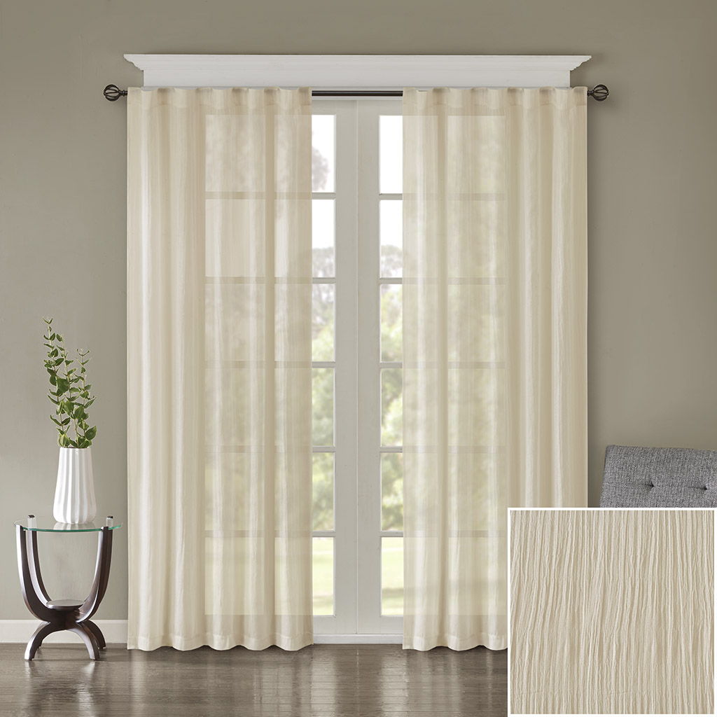 Harper - 84" Solid Crushed Window Panel Pair - Cream