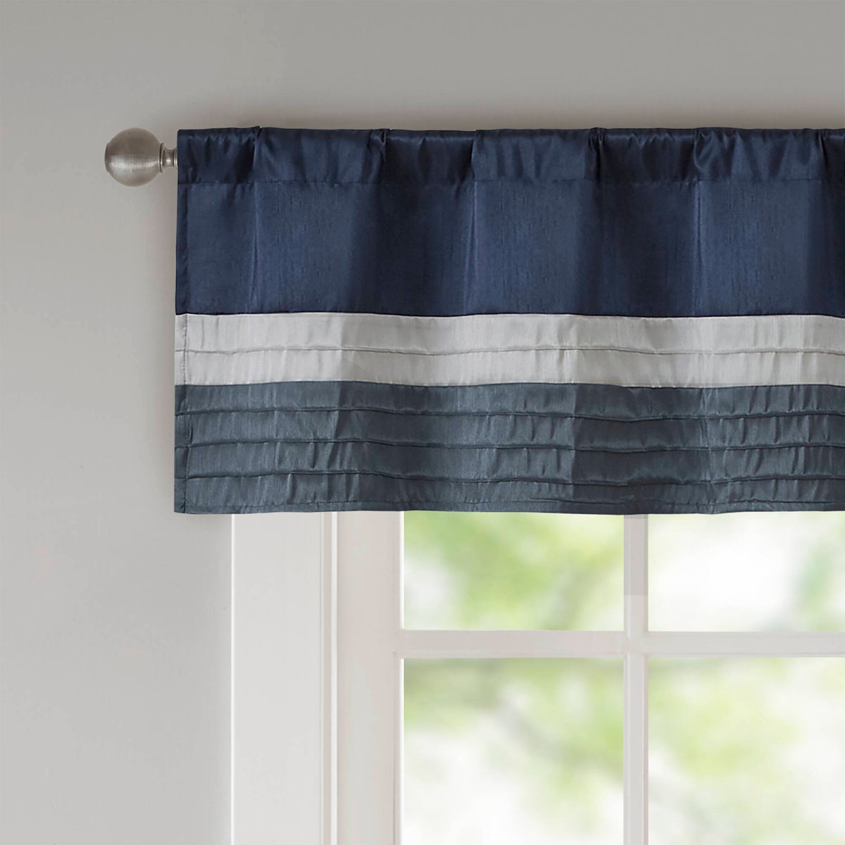 Amherst - Polyoni Pintuck Window Valance - Navy