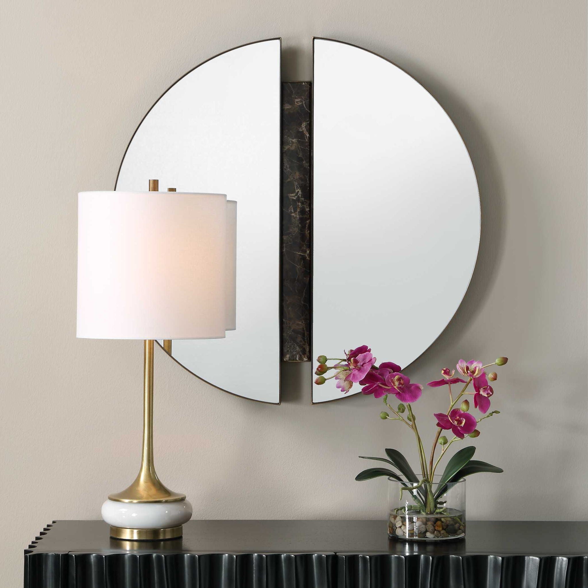 Hanover - Divided Round Mirror - Bronze / Brown