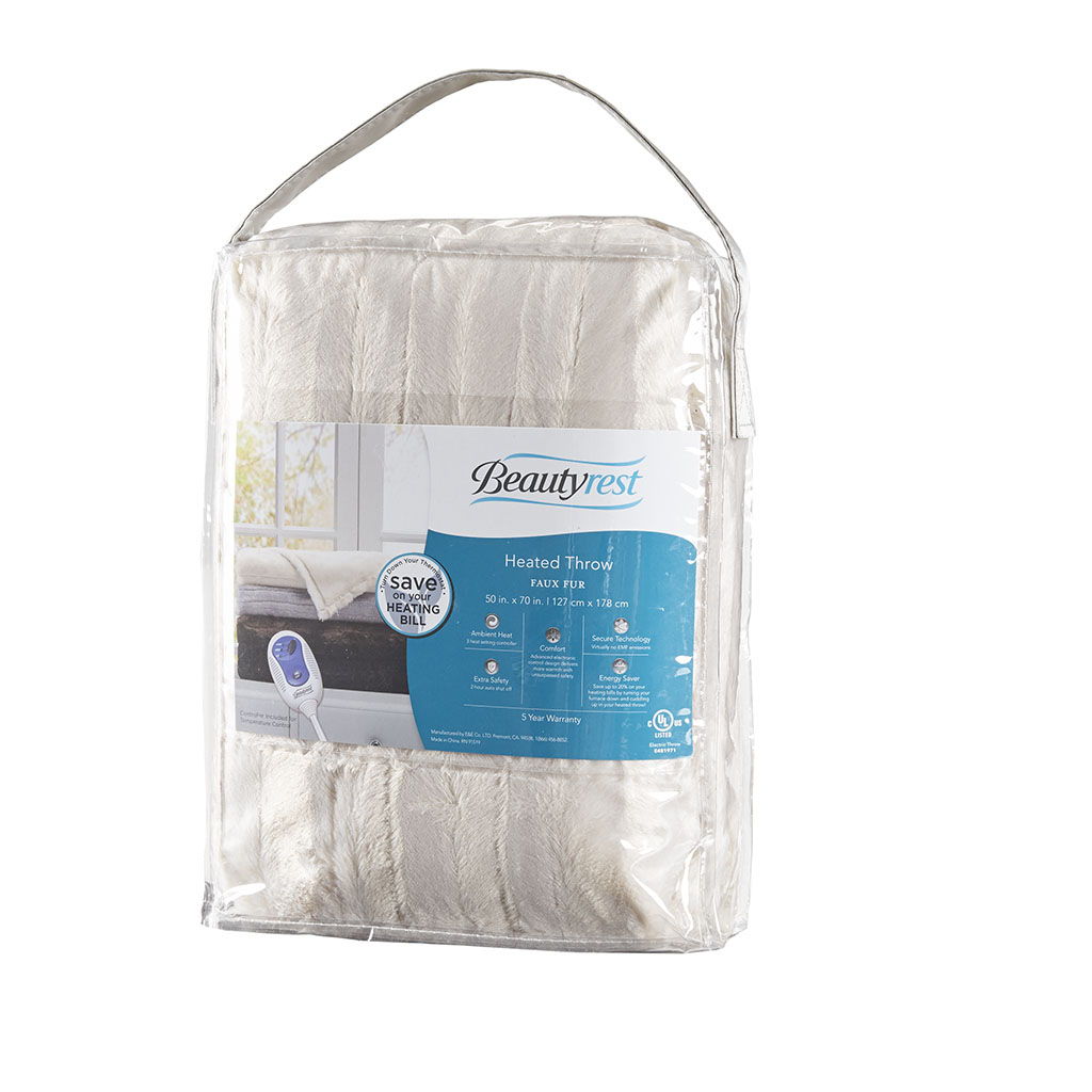 Heated Duke - Faux Fur Heated Throw - Ivory