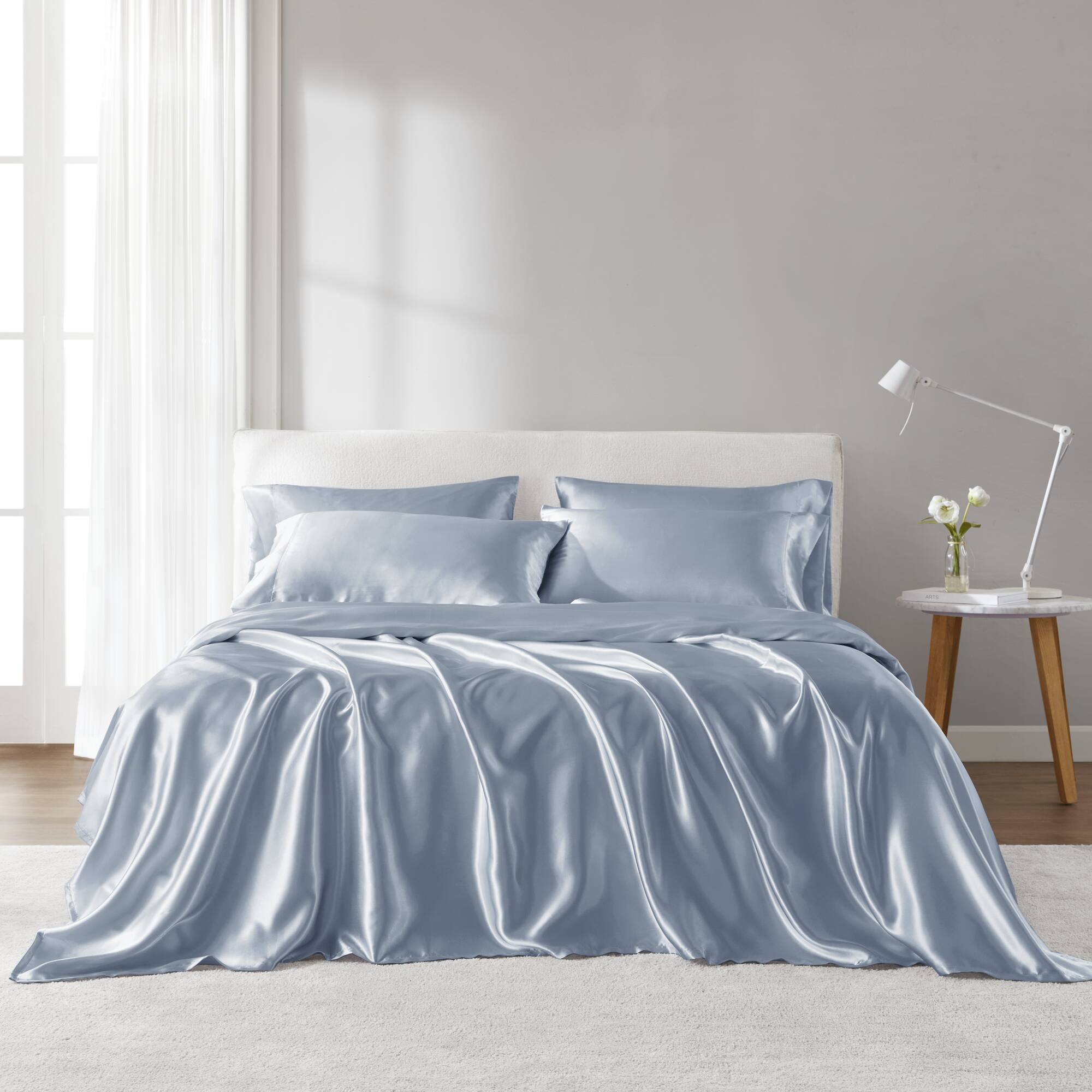 Satin - 6 Piece California King Luxury Sheet Set - Blue