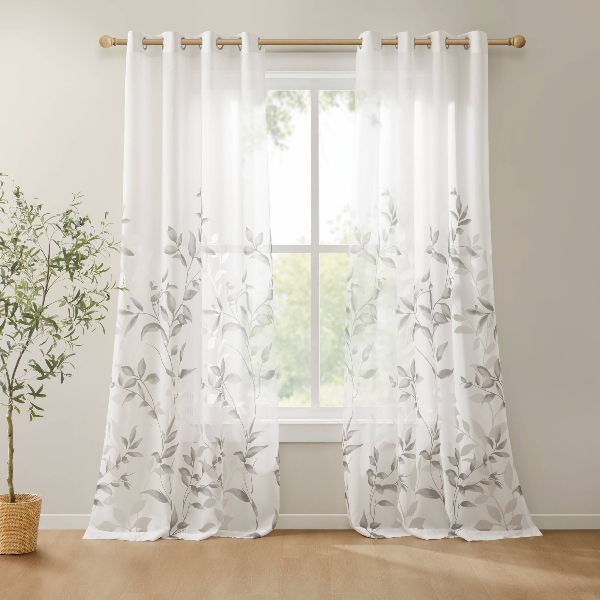 Cecily - 84" Burnout Printed Window Panel - Gray