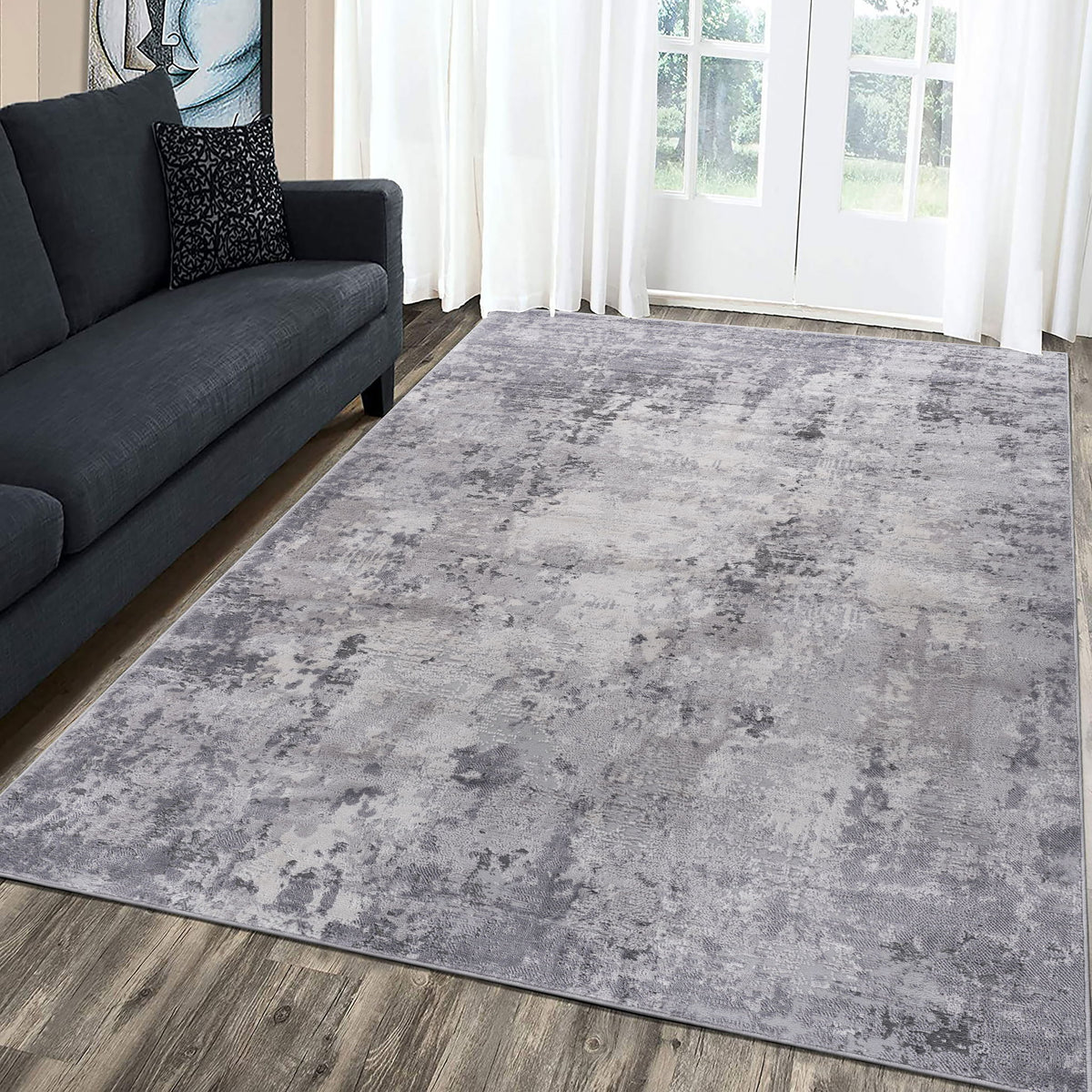 Marfi - 8' X 10' Abstract Area Rug - Light Gray