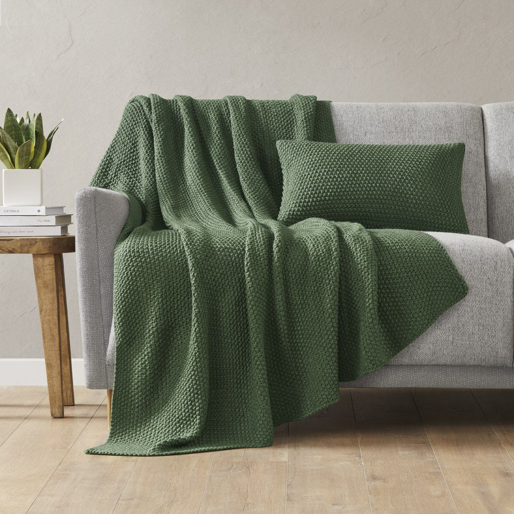Bree Knit - Oblong Pillow Cover - Green