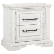 2 Drawer Nightstand With Dual USB Charging Ports - Vintage