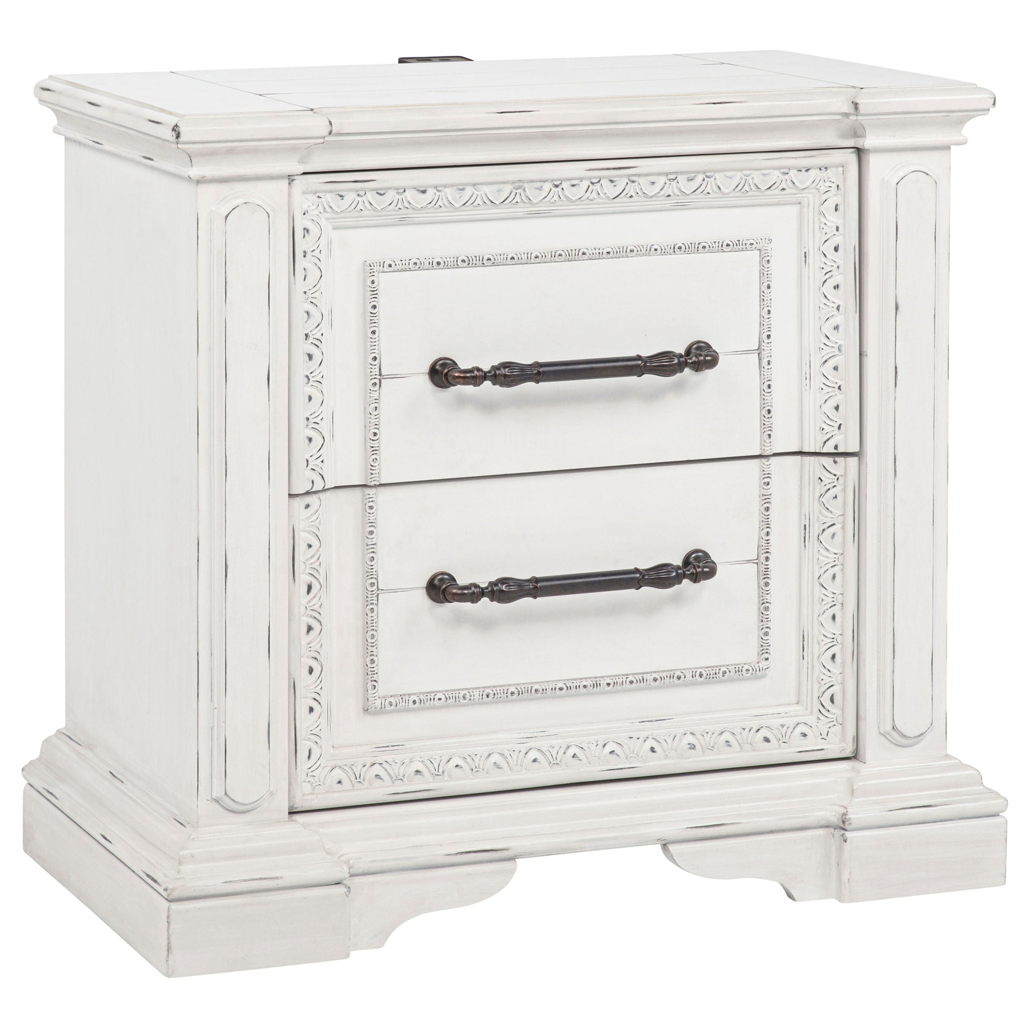 2 Drawer Nightstand With Dual USB Charging Ports - Vintage