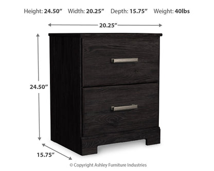 Belachime - Two Drawer Night Stand - Charcoal