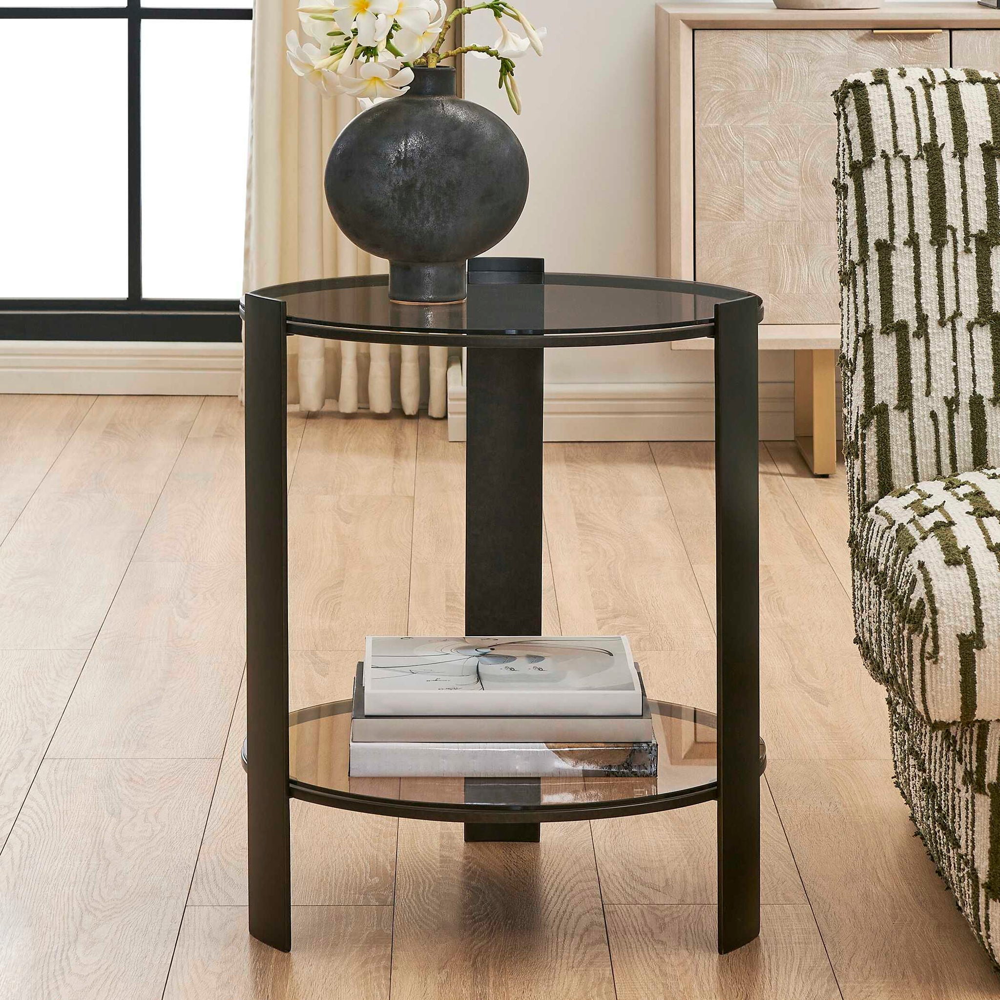 Hanson - Side Table - Bronze & Dark Glass