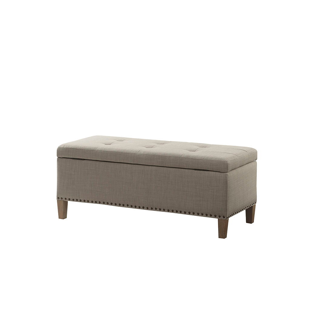 Shandra II - Tufted Top Storage Bench - Light Gray