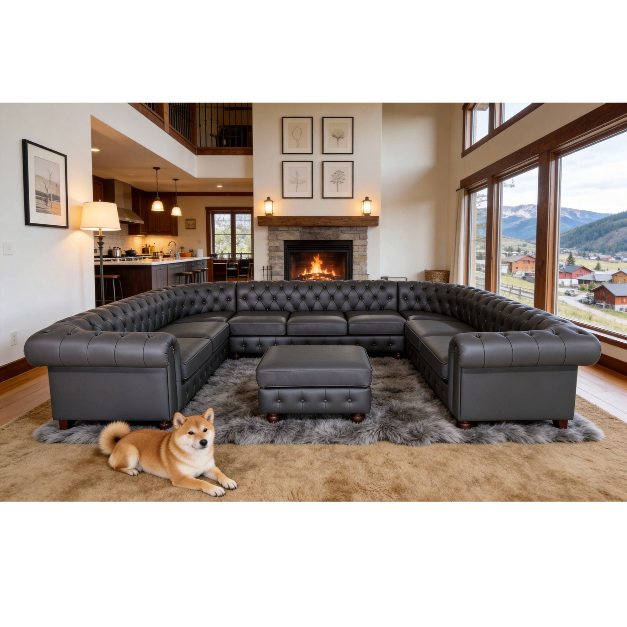 Chesterfield Vintage Style U - Shape Sectional