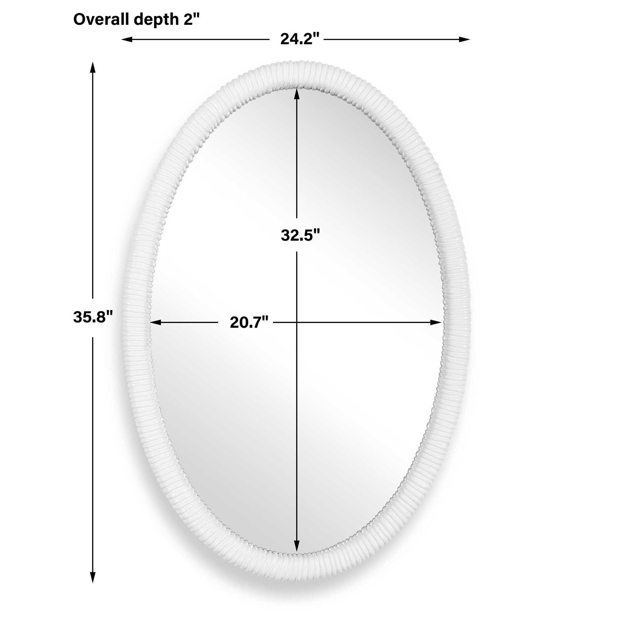 Bali - Ribbed Oval Mirror - White