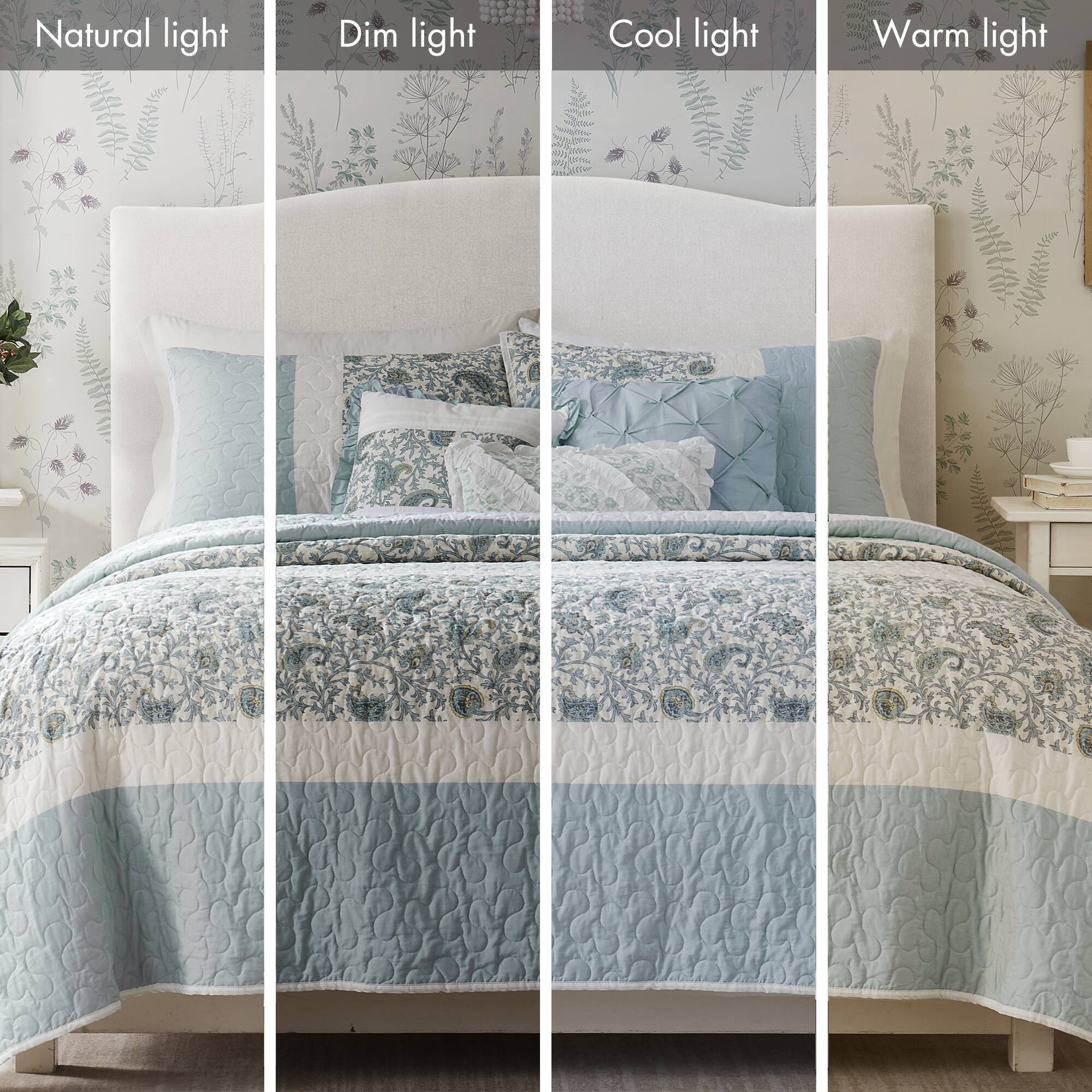 Dawn - King 6 Piece Reversible Coverlet Set - Blue