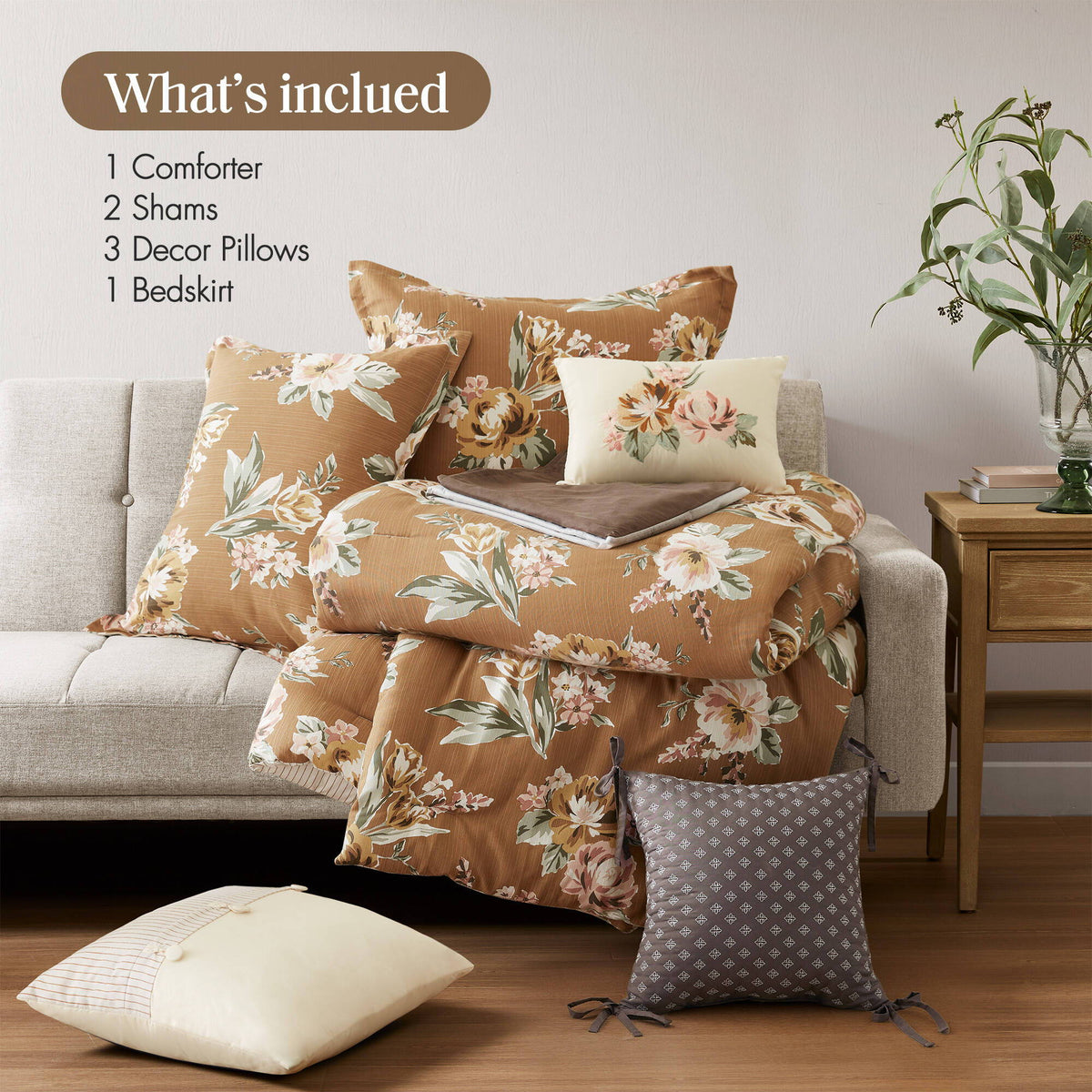 Salara - Queen Comforter Set - Terracotta