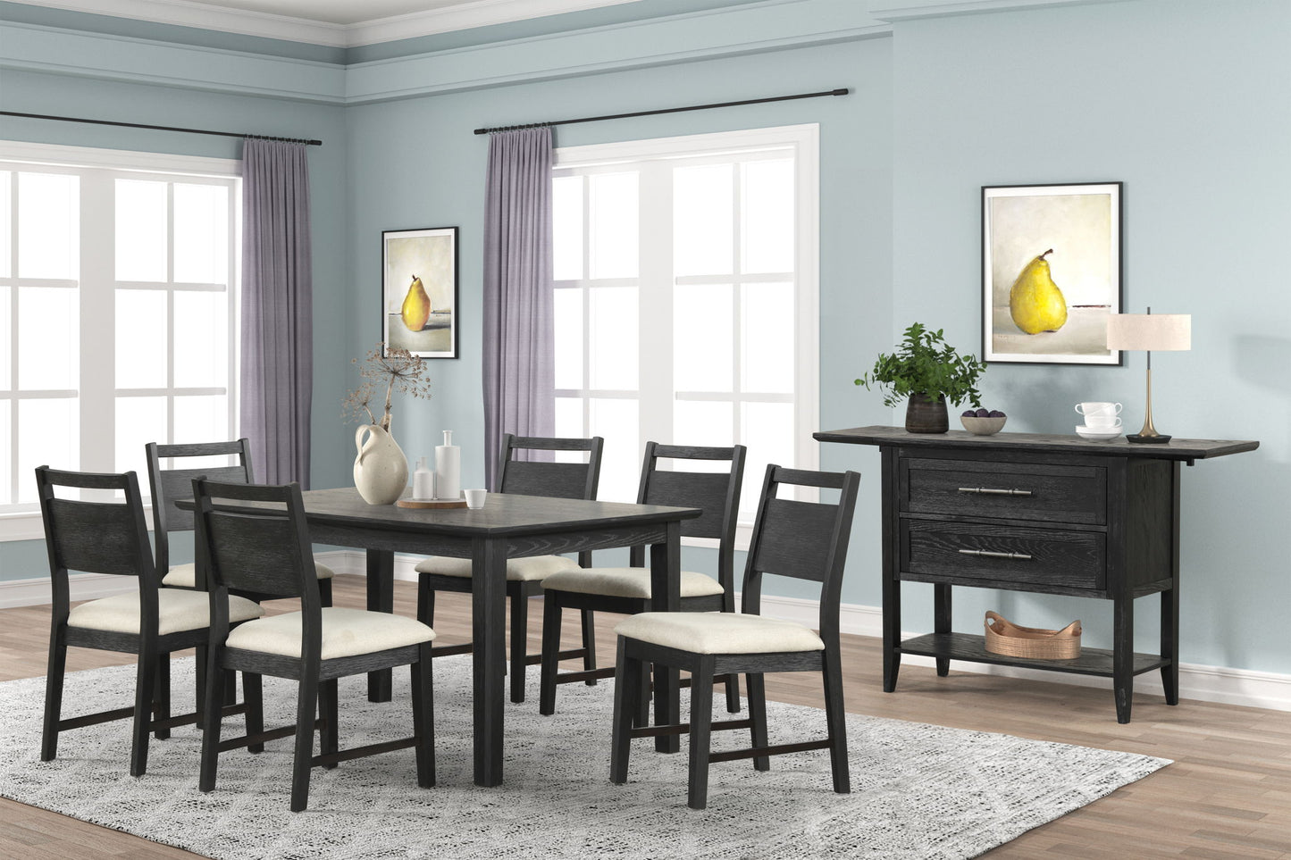 Sable Crest - 5 Piece Set (Rectangle Dining Table & 4 Chairs) - Black