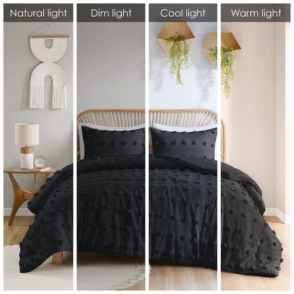 Lucy - Clip Jacquard Comforter Set - Black