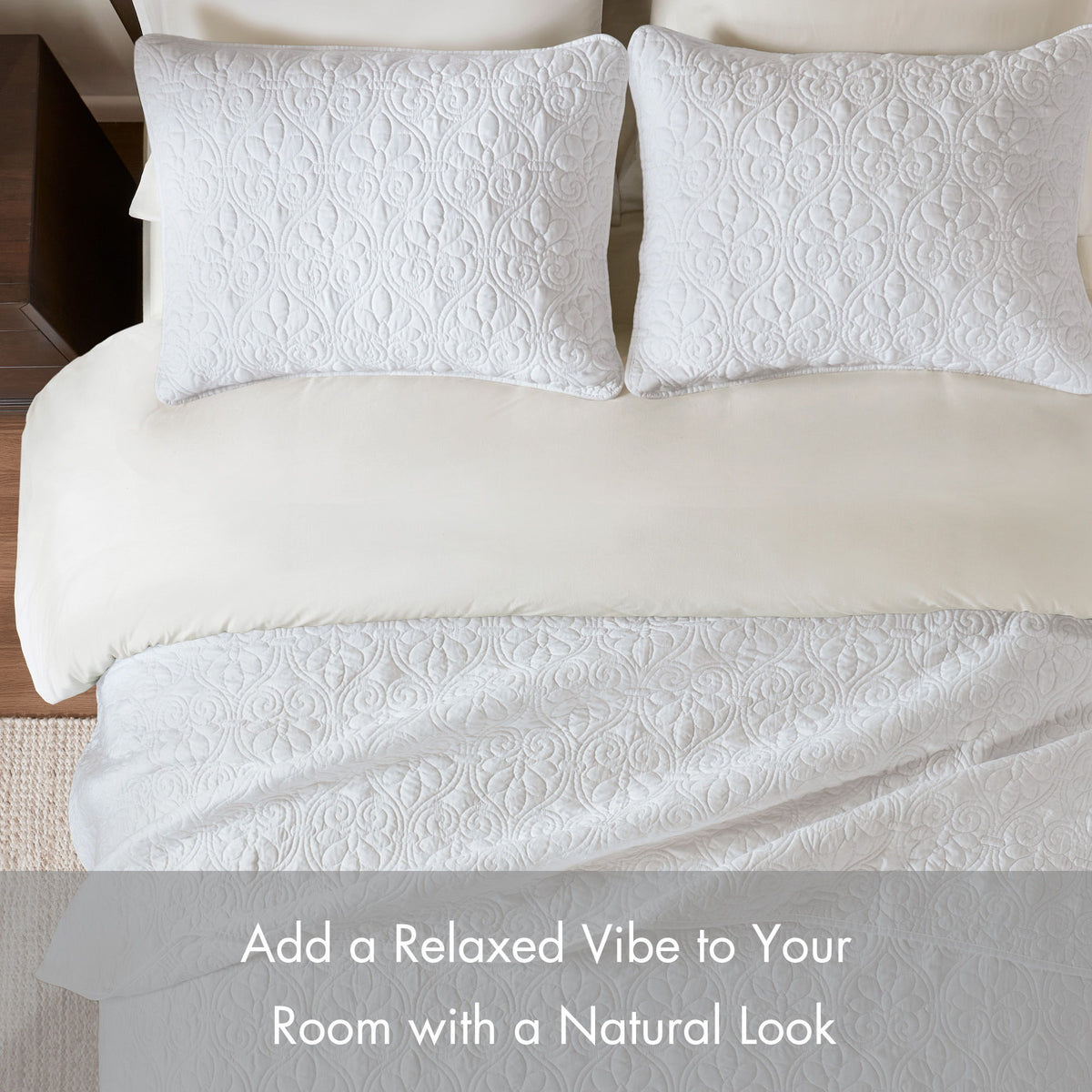 Quebec - Twin Reversible Coverlet Set - White