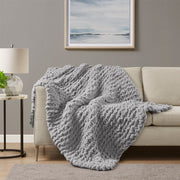 Chenille Chunky Knit - Throw - Gray