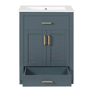 Modern Bathroom Vanity With Integrated Ceramic Sink, 2 Door Cabinet With Tip-Out Drawer