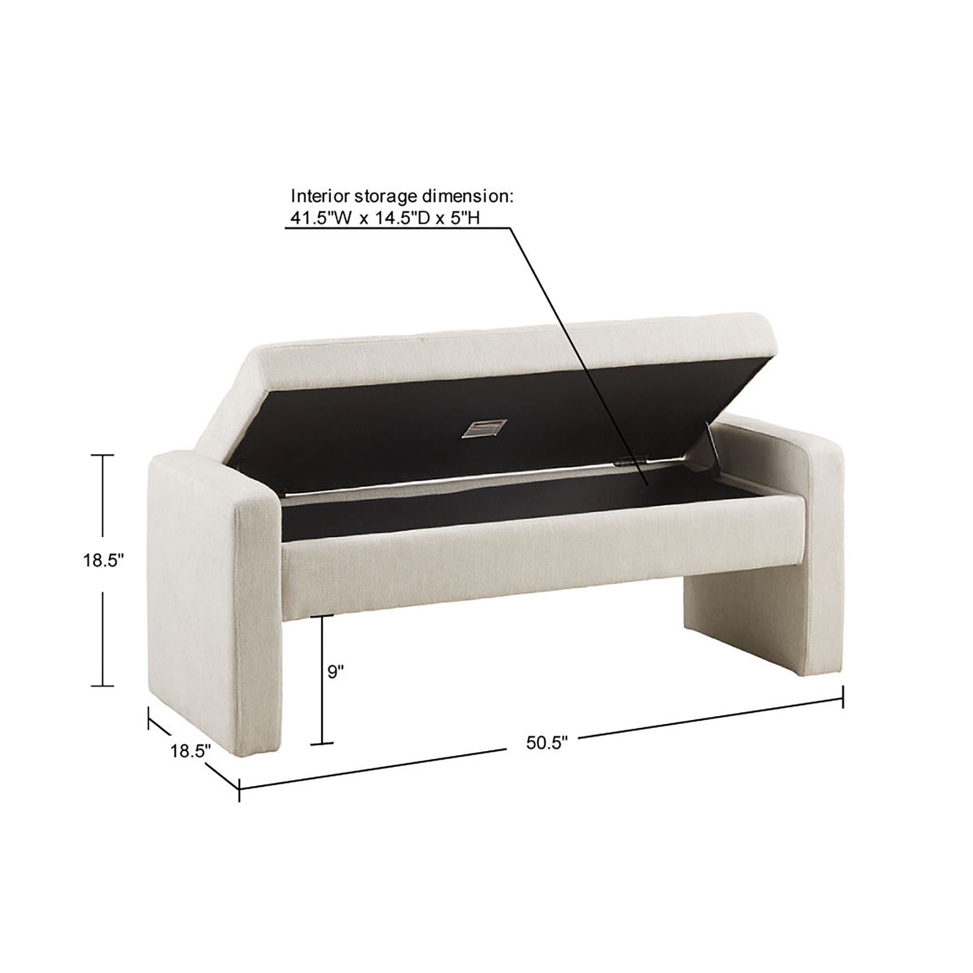 Gillian - Storage Bench - Cream