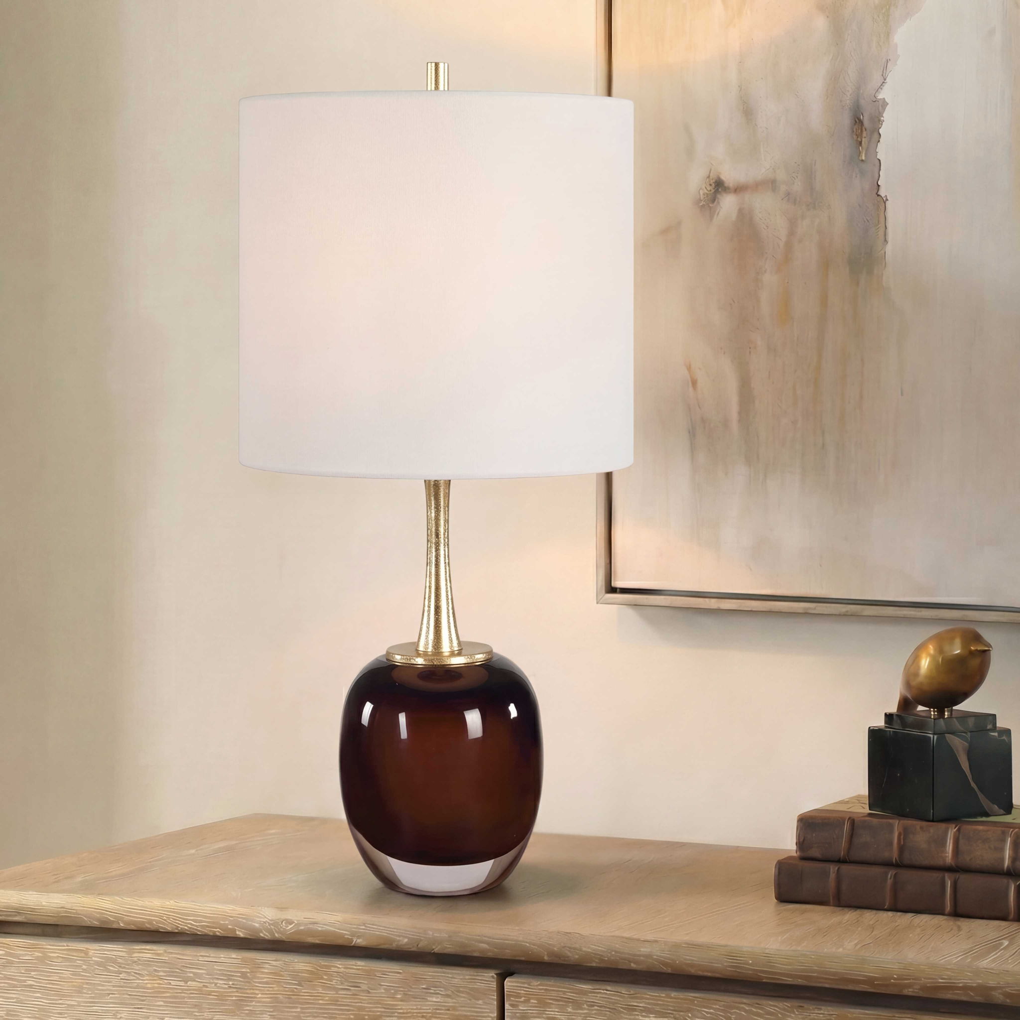 Vannett - Table Lamp - Dark Amber / White