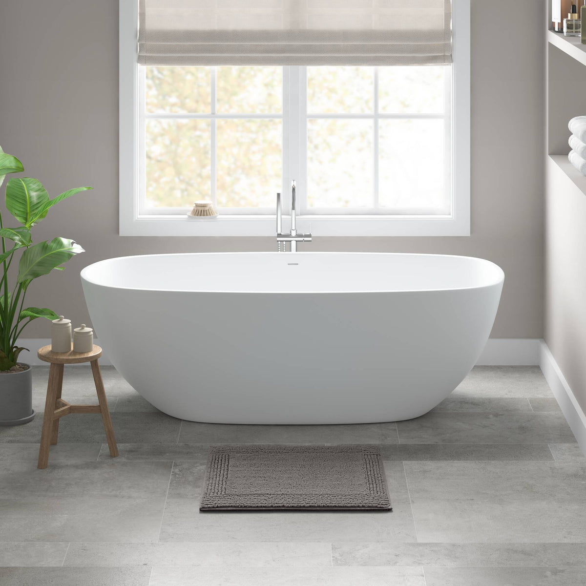 Splendor - 24" x 72" 100% Cotton Tufted 3000 GSM Reversible Bath Rug - Charcoal