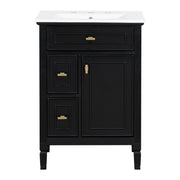 Bathroom Vanity With Sink, Flip Drawer, 2 Drawers, Adjustable Shelf